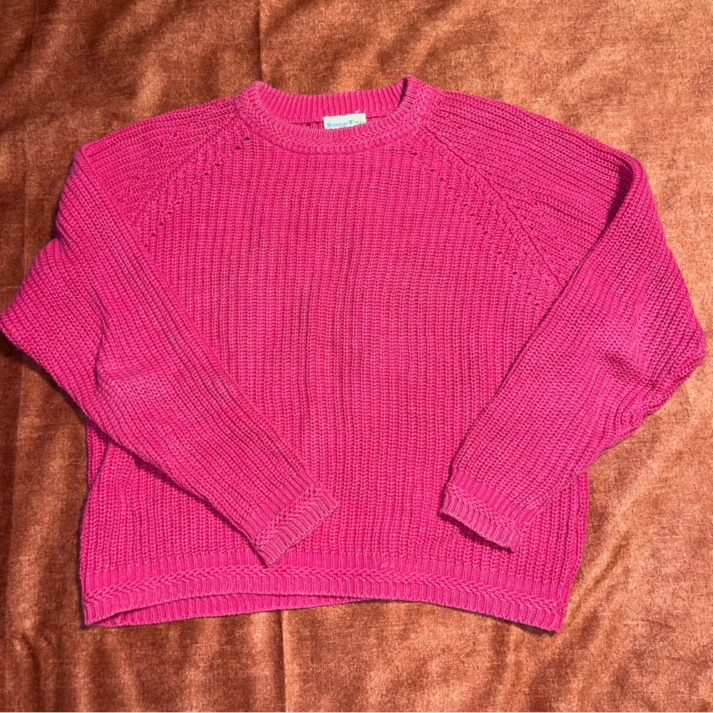 Women’s Hot Pink Knit Crewneck Sweater